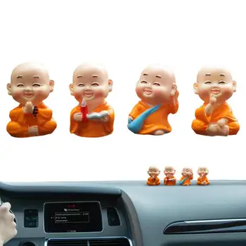 הנזיר עבור רכב 4-סגנונות Mini חמוד שמח בודהה פסל הבודהה נזיר דמויות פסל מכונית פנים קישוטים המחוונים.